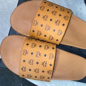 MCM Monogram Logo Slip-On Sandals